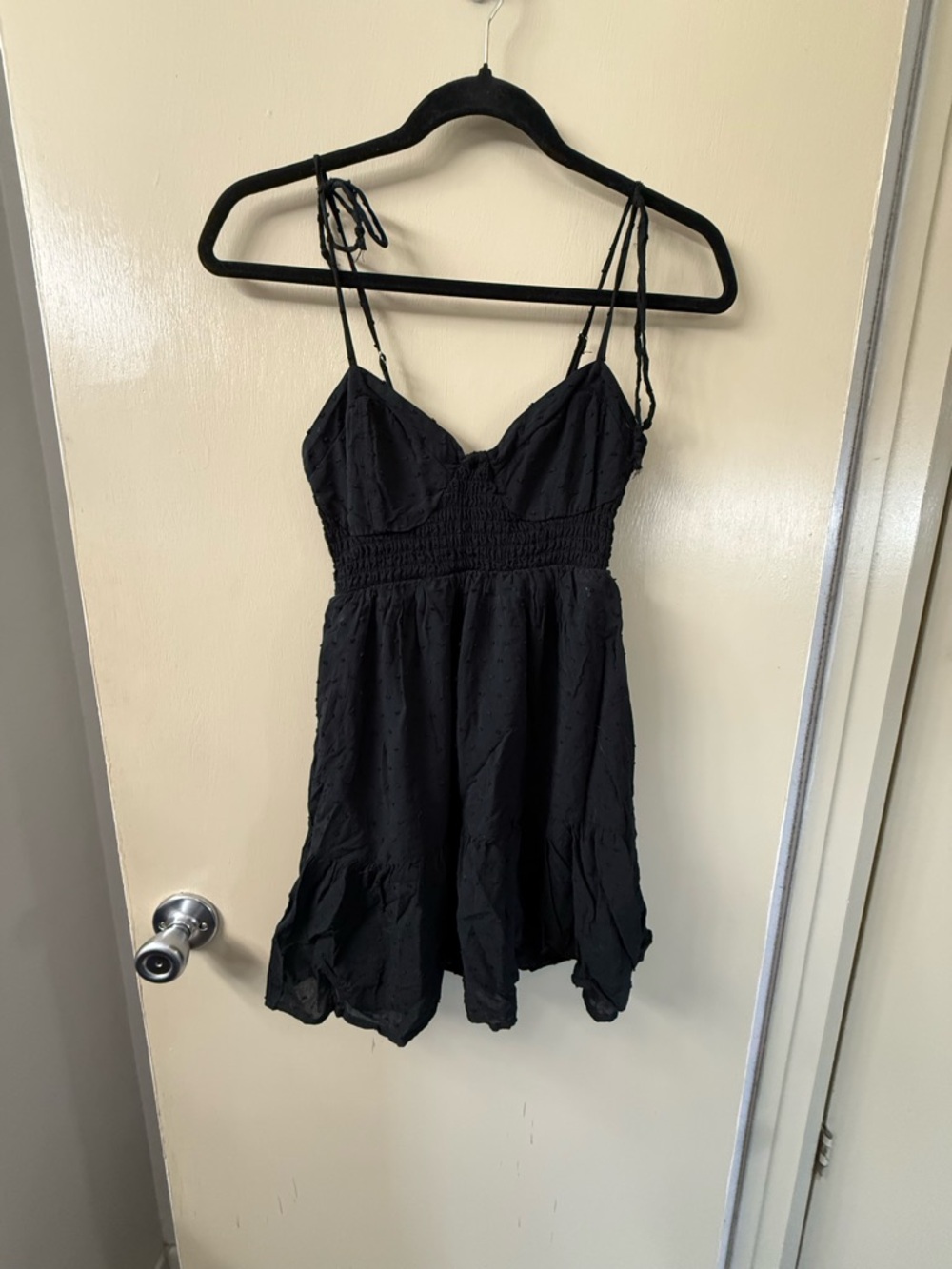 wild fable Black Smocked Spaghetti Strap Dress
